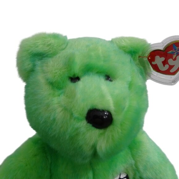 Vtg Ty Beanie Buddy Kicks Bear Soccer Green Stuffed Animal Plush Soft Toy 14" - Picture 2 of 13